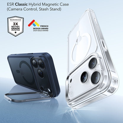 MagSafe Case for Apple iPhone 17 Pro Max, ESR, Classic Hybrid Kickstand, Satin Blue