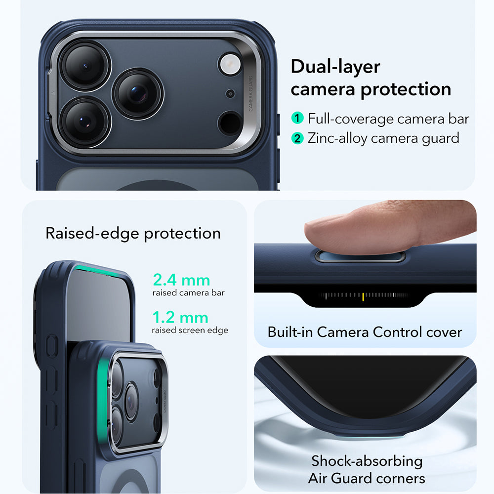 MagSafe Case for Apple iPhone 17 Pro Max, ESR, Classic Hybrid Kickstand, Satin Blue