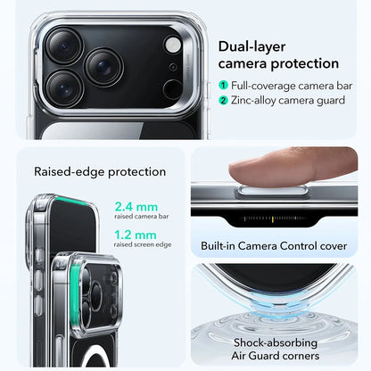 MagSafe Case for Apple iPhone 17 Pro Max, ESR, Classic Hybrid Kickstand, Transparent