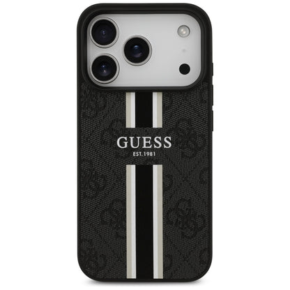 MagSafe Case for Apple iPhone 17 Pro Max, Guess, 4G Printed Stripes, Black
