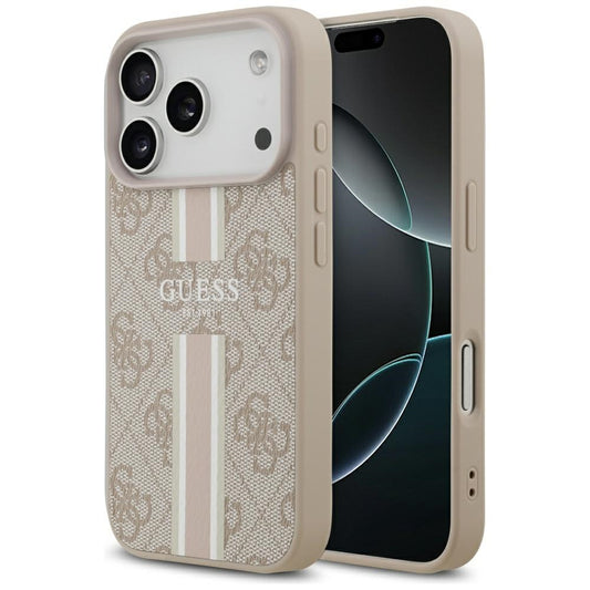 MagSafe Case for Apple iPhone 17 Pro Max, Guess, 4G Printed Stripes, Pink