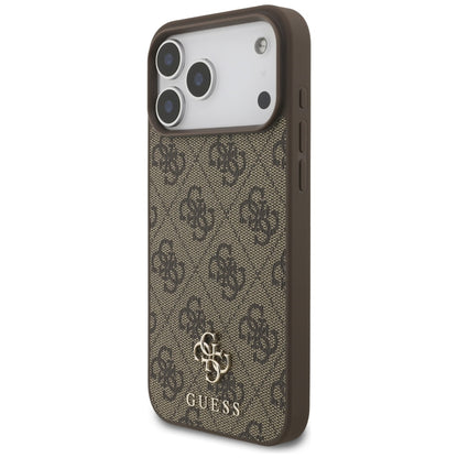 MagSafe Case for Apple iPhone 17 Pro Max, Guess, 4G Small and Classic Logo, Brown