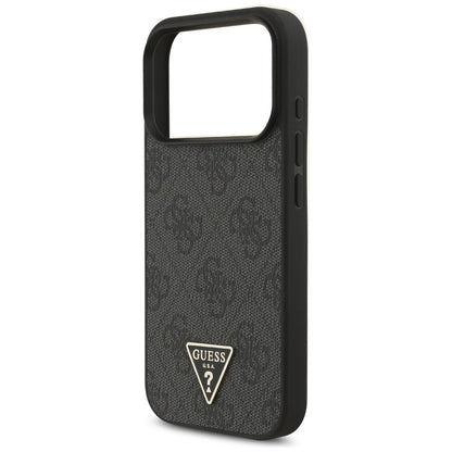 MagSafe Case for Apple iPhone 17 Pro Max, Guess, 4G Triangle Logo with Cord Strap, Black