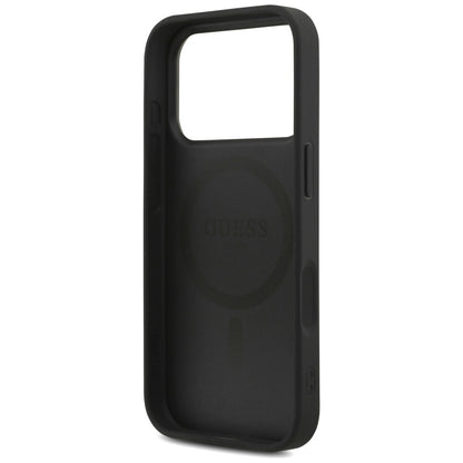 MagSafe Case for Apple iPhone 17 Pro Max, Guess, 4G Triangle Logo with Cord Strap, Black