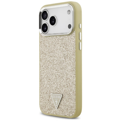 MagSafe Case for Apple iPhone 17 Pro Max, Guess, Glitter Triangle Logo, Gold