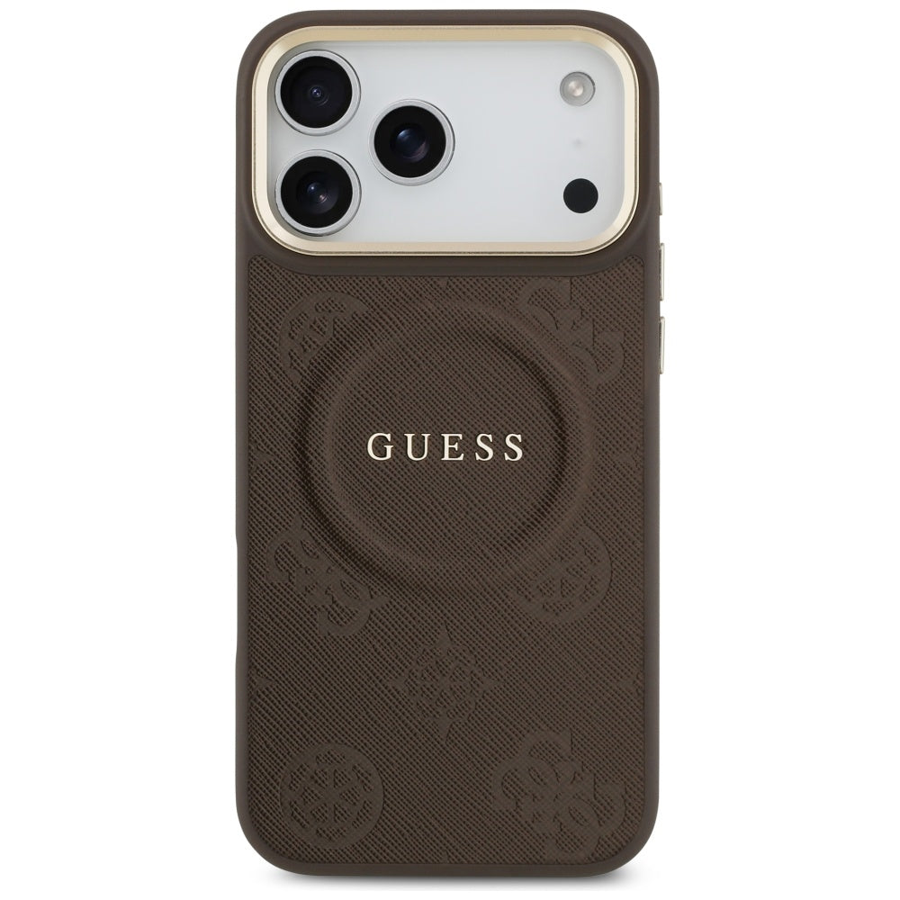 MagSafe Case for Apple iPhone 17 Pro Max, Guess, Peony Hot Stamp, Brown