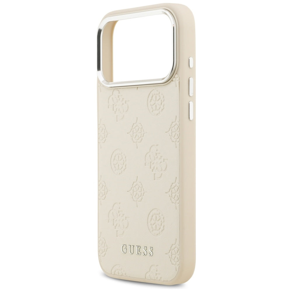 MagSafe Case for Apple iPhone 17 Pro Max, Guess, Peony Hot Stamp Script, Beige