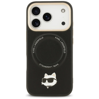 MagSafe Case for Apple iPhone 17 Pro Max, Karl Lagerfeld, Big Strap Choupette Metal Logo, Black
