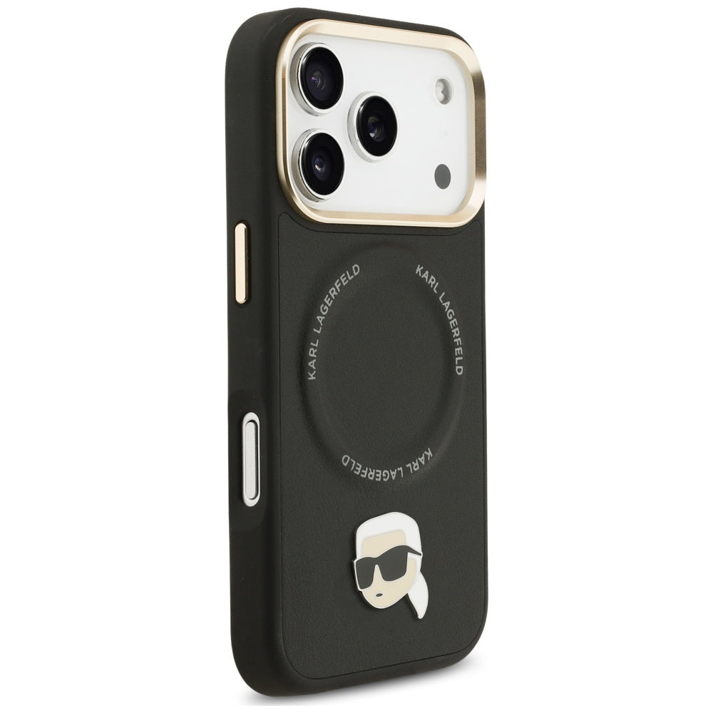MagSafe Case for Apple iPhone 17 Pro Max, Karl Lagerfeld, Big Strap Karl Metal Logo, Black