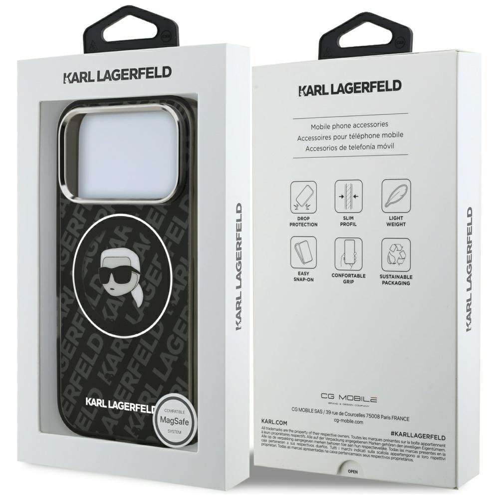 MagSafe Case for Apple iPhone 17 Pro Max, Karl Lagerfeld, IML Karl's Head, Black