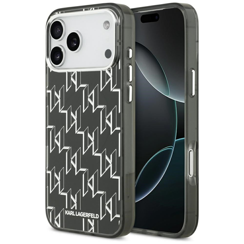 MagSafe Case for Apple iPhone 17 Pro Max, Karl Lagerfeld, IML KL Monogram, Black
