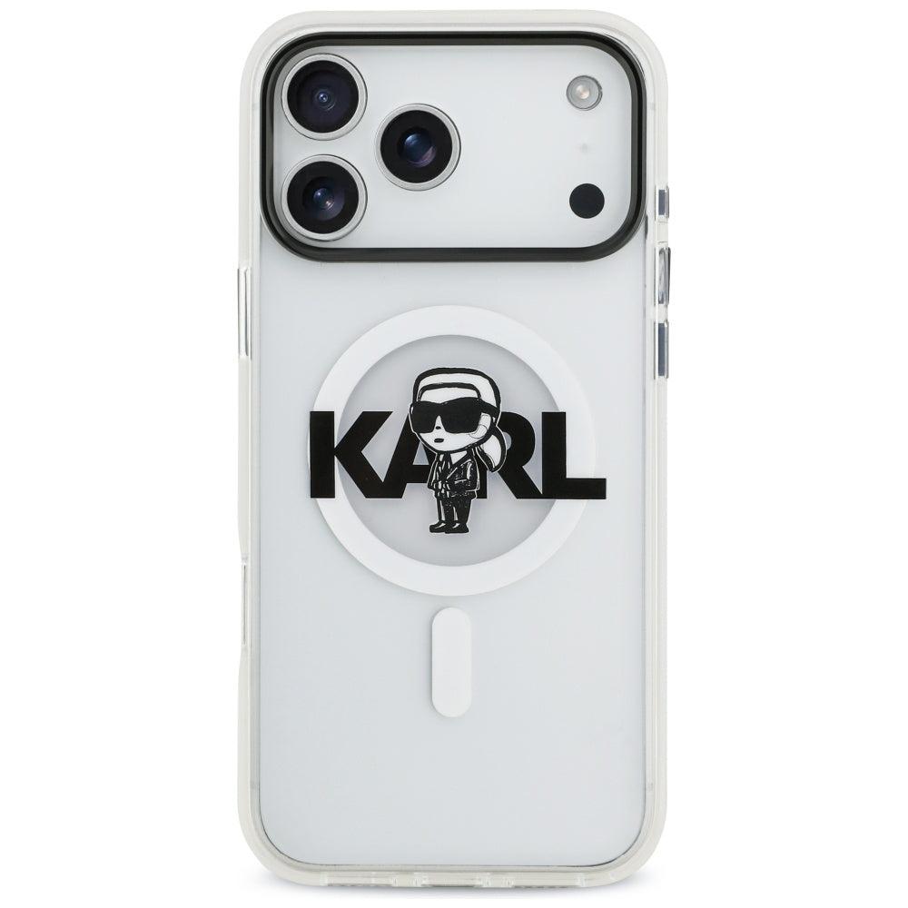 MagSafe Case for Apple iPhone 17 Pro Max, Karl Lagerfeld, IML Sketch Logo Karl, Transparent