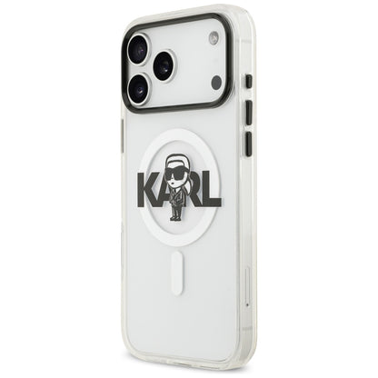 MagSafe Case for Apple iPhone 17 Pro Max, Karl Lagerfeld, IML Sketch Logo Karl, Transparent