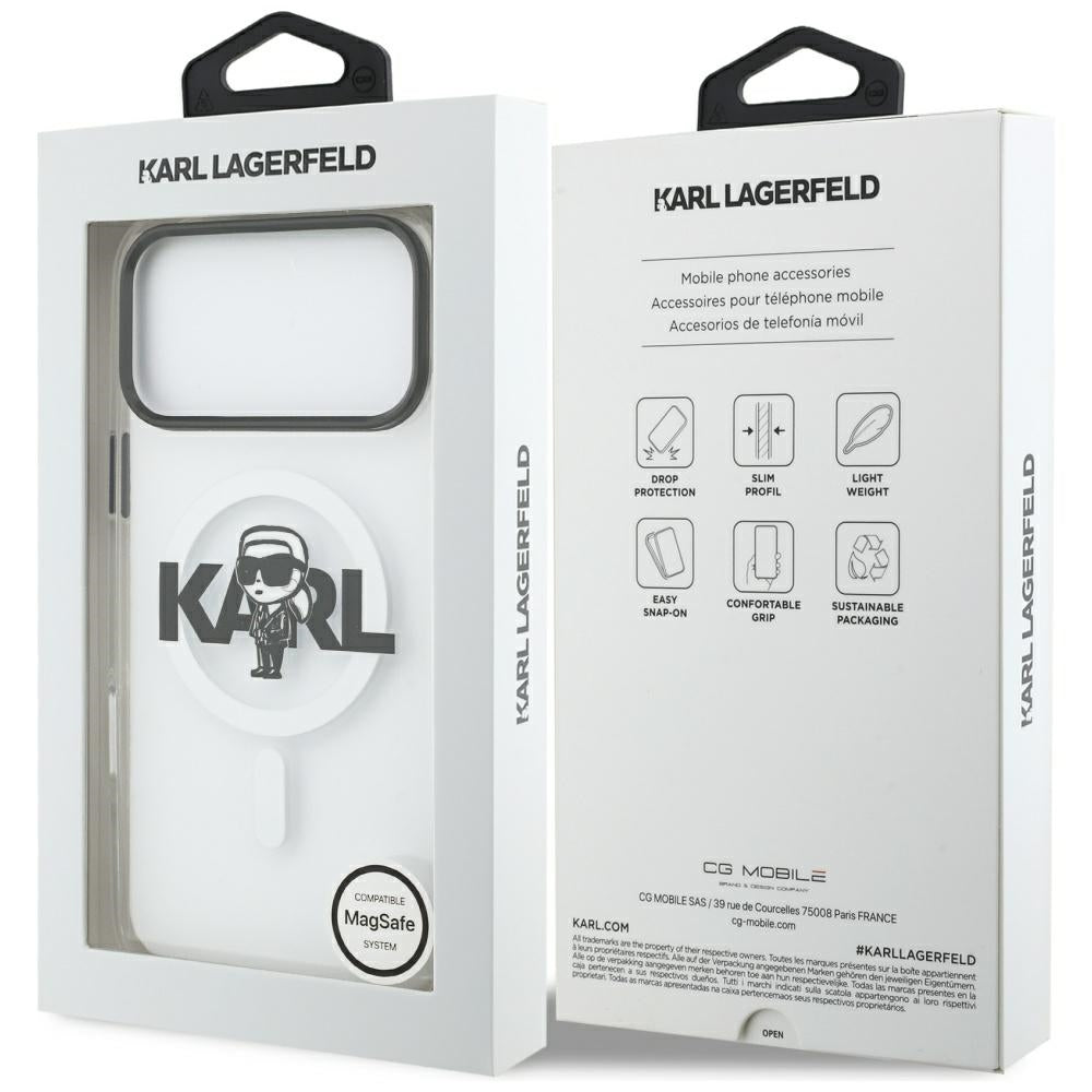 MagSafe Case for Apple iPhone 17 Pro Max, Karl Lagerfeld, IML Sketch Logo Karl, Transparent