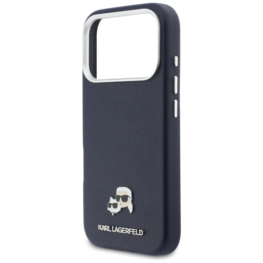 MagSafe Case for Apple iPhone 17 Pro Max, Karl Lagerfeld, Saffiano Karl & Choupette Pins, Blue