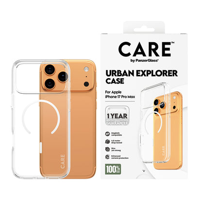 MagSafe Case for Apple iPhone 17 Pro, PanzerGlass, Urban Explorer Care, White Transparent