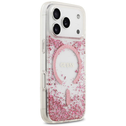 MagSafe Case for Apple iPhone 18 Pro / 17 Pro, Guess, Resin Bottom Glitter, Pink