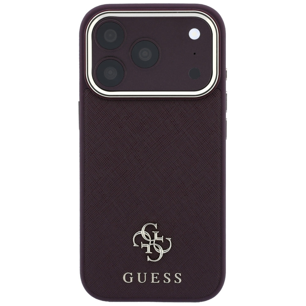 MagSafe Case for Apple iPhone 18 Pro / 17 Pro, Guess, Saffiano Small 4G Classic, Burgundy
