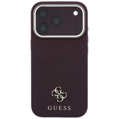 MagSafe Case for Apple iPhone 18 Pro / 17 Pro, Guess, Saffiano Small 4G Classic, Burgundy