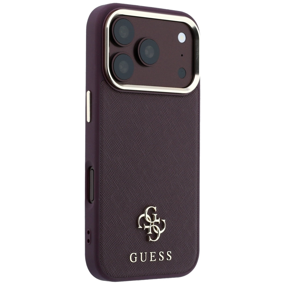MagSafe Case for Apple iPhone 18 Pro / 17 Pro, Guess, Saffiano Small 4G Classic, Burgundy