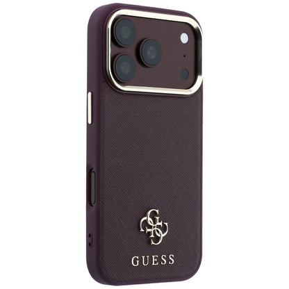 MagSafe Case for Apple iPhone 18 Pro / 17 Pro, Guess, Saffiano Small 4G Classic, Burgundy