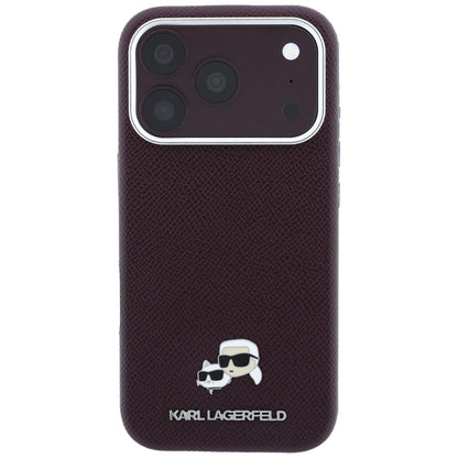 MagSafe Case for Apple iPhone 18 Pro / 17 Pro, Karl Lagerfeld, Grained KC Heads, Burgundy