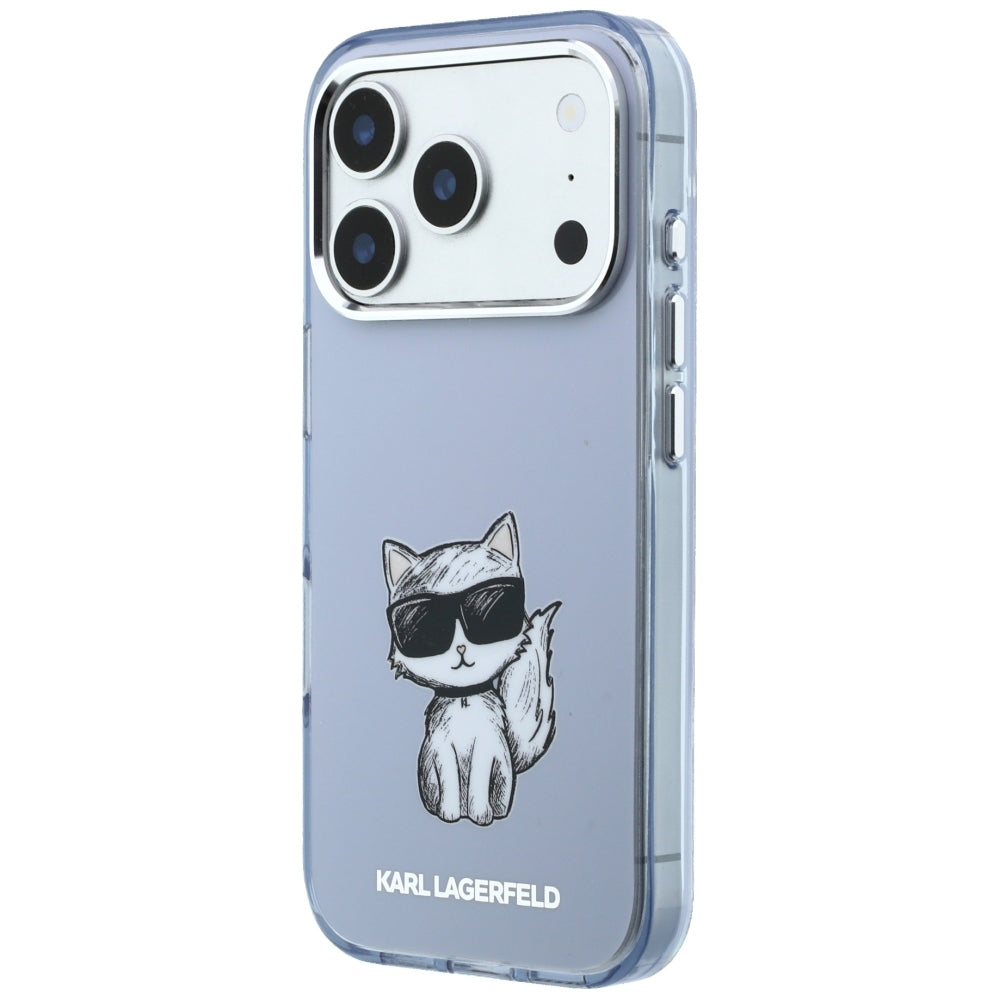 MagSafe Case for Apple iPhone 18 Pro / 17 Pro, Karl Lagerfeld, IML Choupette Body Sketch Print, Blue