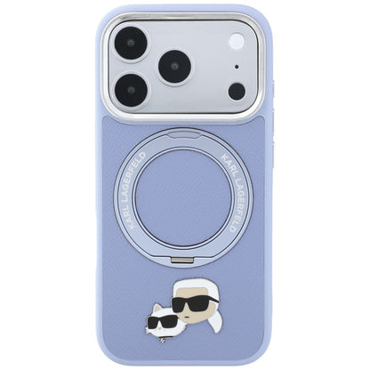 MagSafe Case for Apple iPhone 18 Pro / 17 Pro, Karl Lagerfeld, Ring Stand 360 Karl & Choupette Pin, Blue