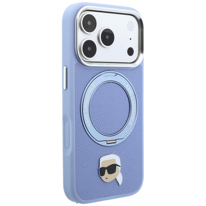 MagSafe Case for Apple iPhone 18 Pro / 17 Pro, Karl Lagerfeld, Ring Stand 360 Karl Pin, Blue
