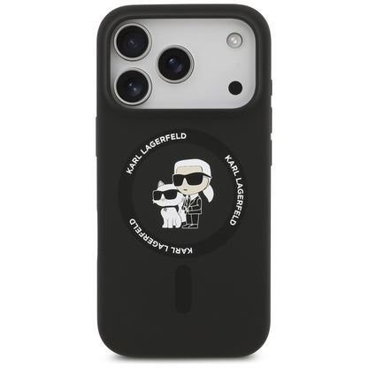 MagSafe Case for Apple iPhone 18 Pro / 17 Pro, Karl Lagerfeld, Silicone Ring Karl & Choupette, Black