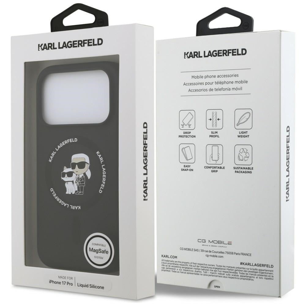 MagSafe Case for Apple iPhone 18 Pro / 17 Pro, Karl Lagerfeld, Silicone Ring Karl & Choupette, Black