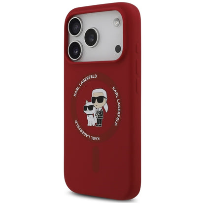 MagSafe Case for Apple iPhone 18 Pro / 17 Pro, Karl Lagerfeld, Silicone Ring Karl & Choupette, Pink