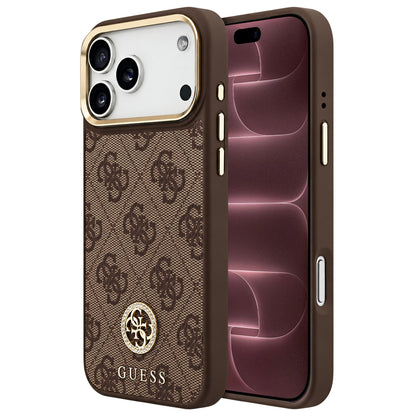 MagSafe Case for Apple iPhone 18 Pro Max / 17 Pro Max, Guess, 4G Strass Logo, Brown