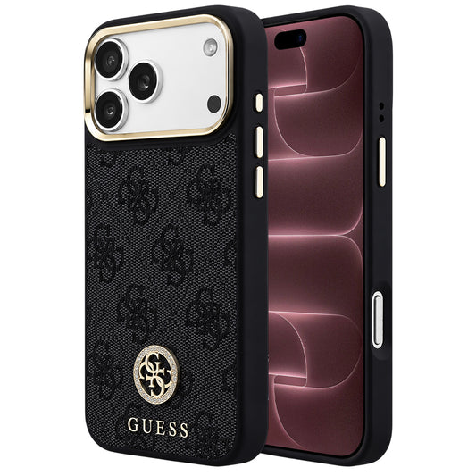 MagSafe Case for Apple iPhone 18 Pro Max / 17 Pro Max, Guess, 4G Strass Logo, Black