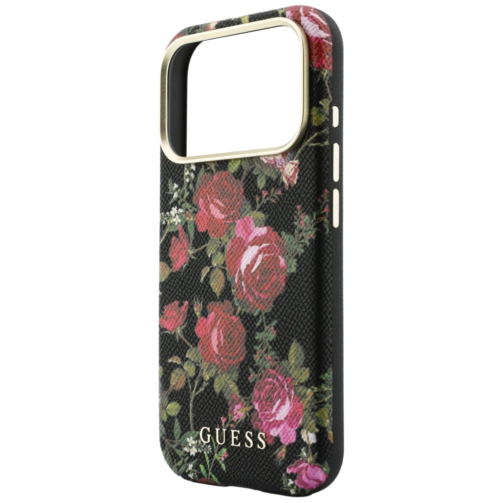 MagSafe Case for Apple iPhone 18 Pro Max / 17 Pro Max, Guess, Blossom Roses Print, Black