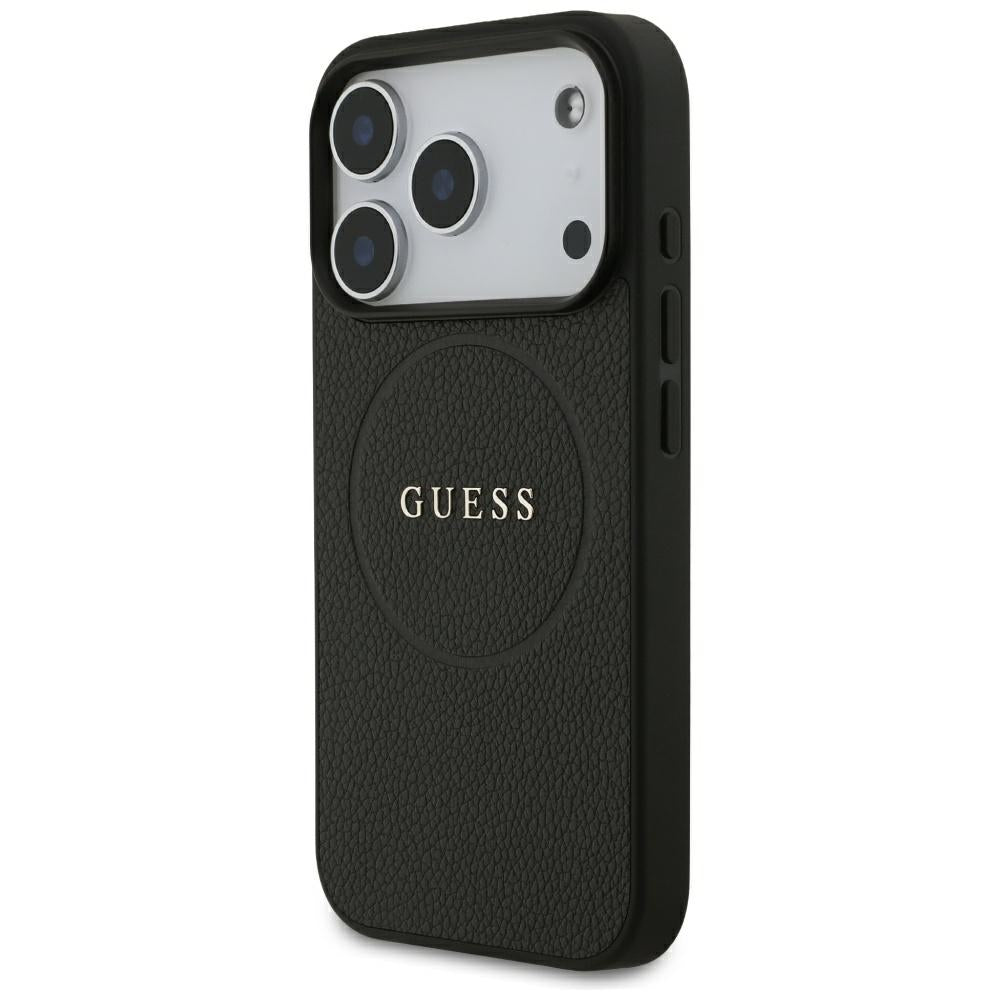 MagSafe Case for Apple iPhone 18 Pro Max / 17 Pro Max, Guess, Grained Gold Ring, Black
