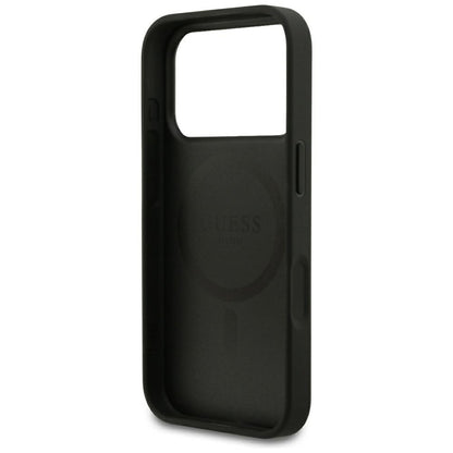 MagSafe Case for Apple iPhone 18 Pro Max / 17 Pro Max, Guess, Grained Gold Ring, Black