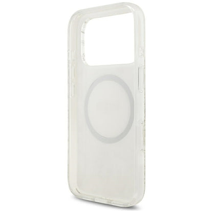MagSafe Case for Apple iPhone 18 Pro Max / 17 Pro Max, Guess, IML Flowers Electroplated with Pearl Strap, White