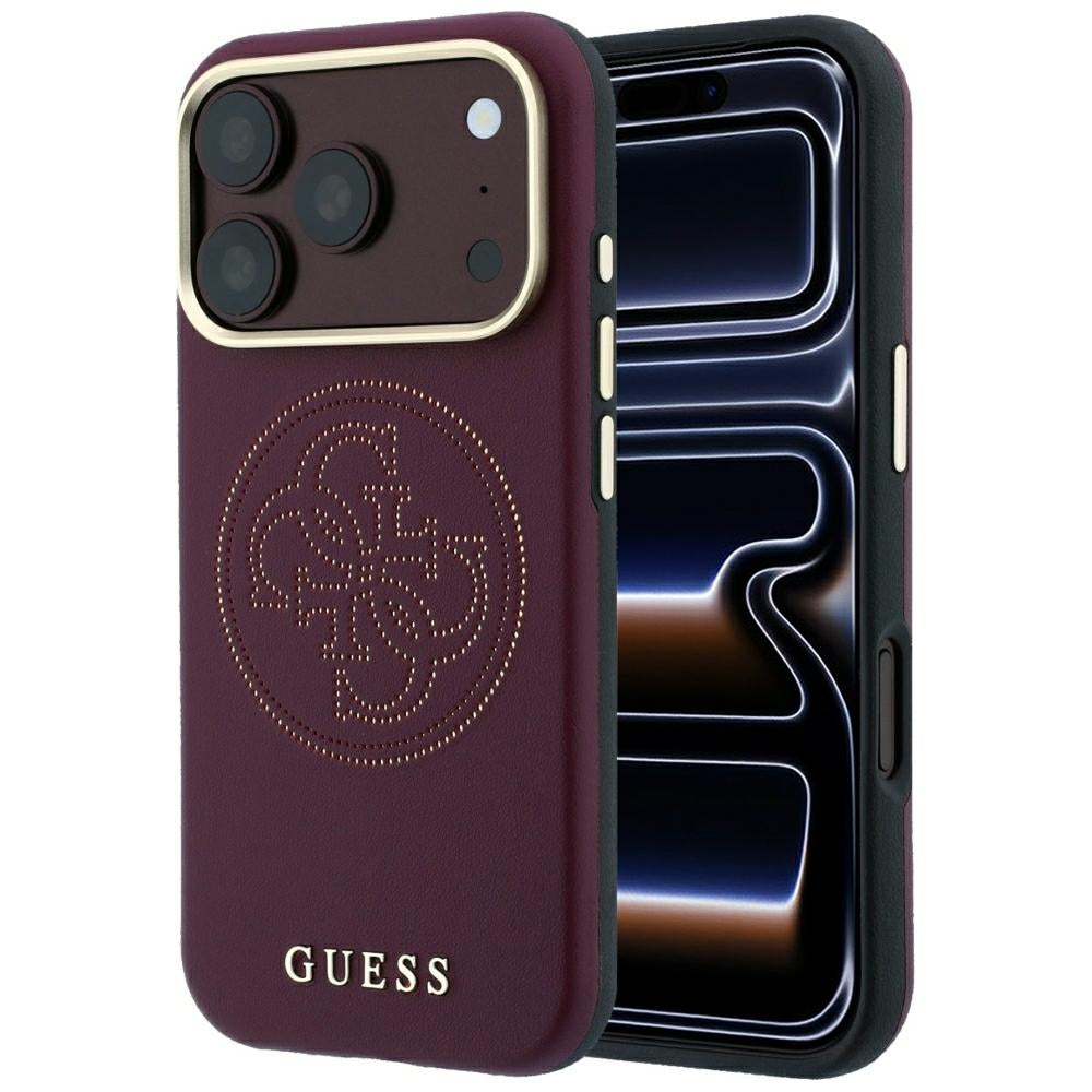 MagSafe Case for Apple iPhone 18 Pro Max / 17 Pro Max, Guess, Perforated 4G, Burgundy