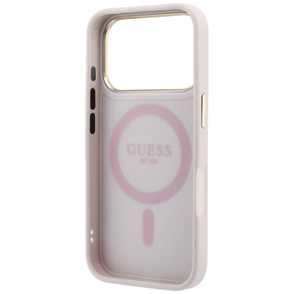 MagSafe Case for Apple iPhone 18 Pro Max / 17 Pro Max, Guess, Ring Stand Classic Logo, Pink