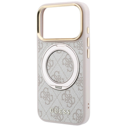 MagSafe Case for Apple iPhone 18 Pro Max / 17 Pro Max, Guess, Ring Stand Classic Logo, Pink