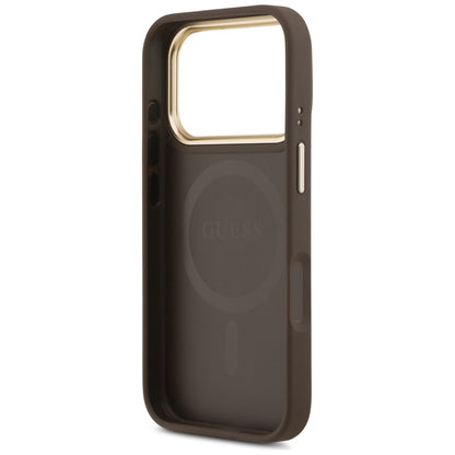 MagSafe Case for Apple iPhone 18 Pro Max / 17 Pro Max, Guess, Saffiano Peony Ring, Brown