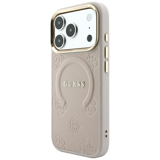 MagSafe Case for Apple iPhone 18 Pro Max / 17 Pro Max, Guess, Saffiano Peony Ring, Pink