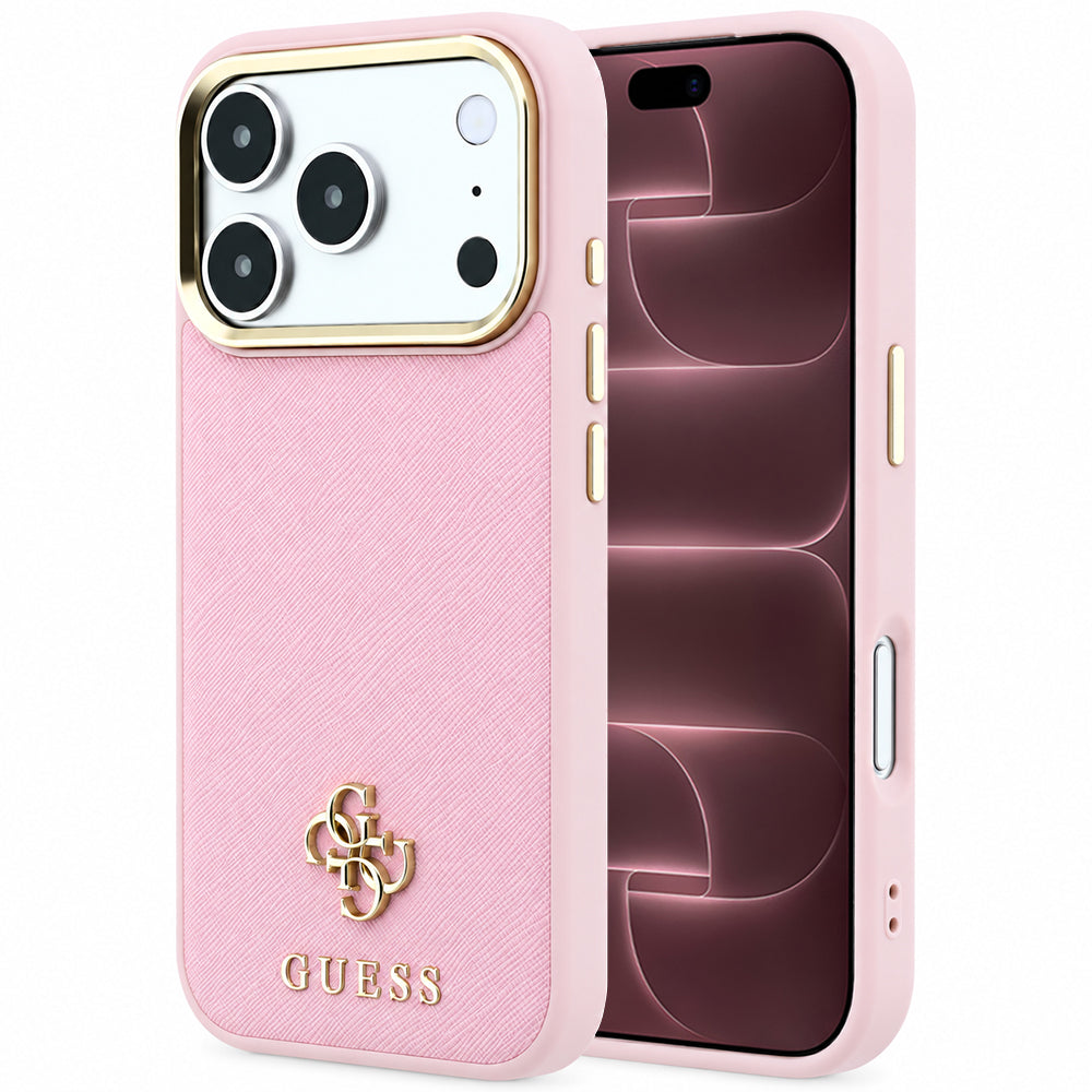 MagSafe Case for Apple iPhone 18 Pro Max / 17 Pro Max, Guess, Saffiano Small 4G Classic, Pink