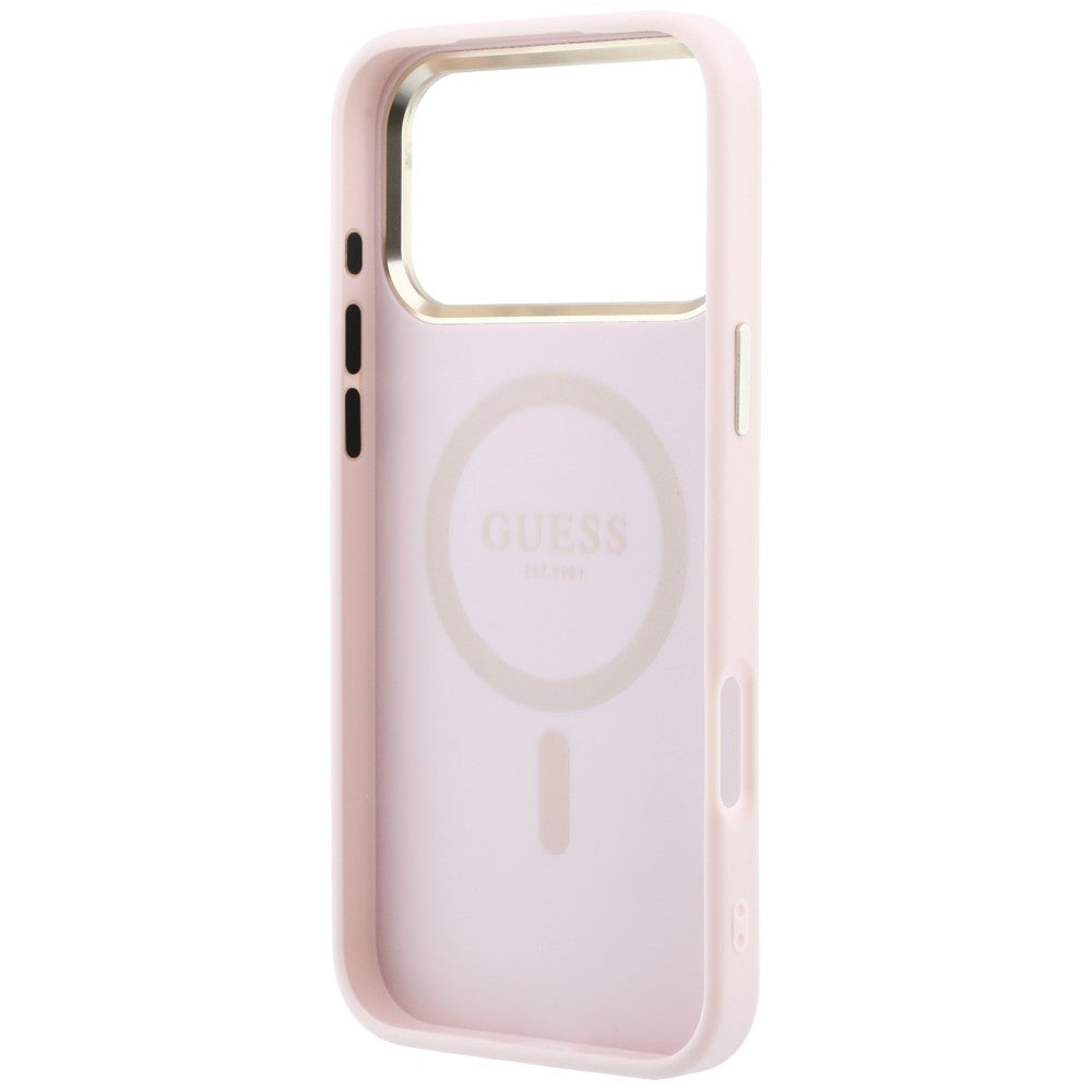 MagSafe Case for Apple iPhone 18 Pro Max / 17 Pro Max, Guess, Saffiano Small 4G Classic, Pink