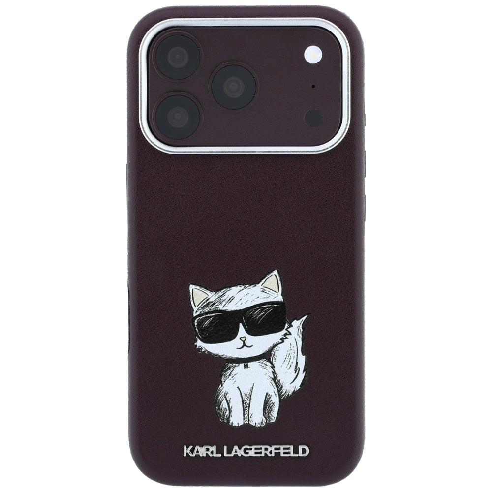 MagSafe Case for Apple iPhone 18 Pro Max / 17 Pro Max, Karl Lagerfeld, Choupette Sketch, Burgundy