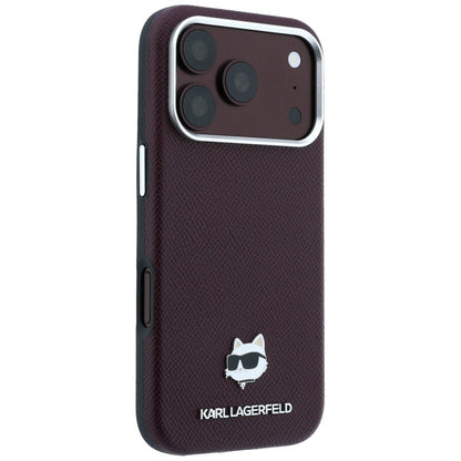 MagSafe Case for Apple iPhone 18 Pro Max / 17 Pro Max, Karl Lagerfeld, Grained Choupette Head, Burgundy