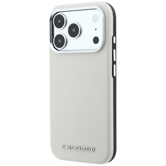 MagSafe Case for Apple iPhone 18 Pro Max / 17 Pro Max, Karl Lagerfeld, Grained Elongated Logo, Beige