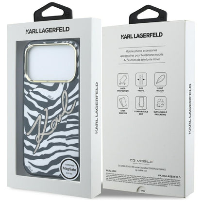 MagSafe Case for Apple iPhone 18 Pro Max / 17 Pro Max, Karl Lagerfeld, HC IML Signature Zebra Glitter Gold, Black
