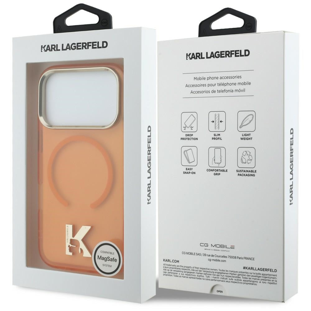 MagSafe Case for Apple iPhone 18 Pro Max / 17 Pro Max, Karl Lagerfeld, IML Karl Head Logo, Orange